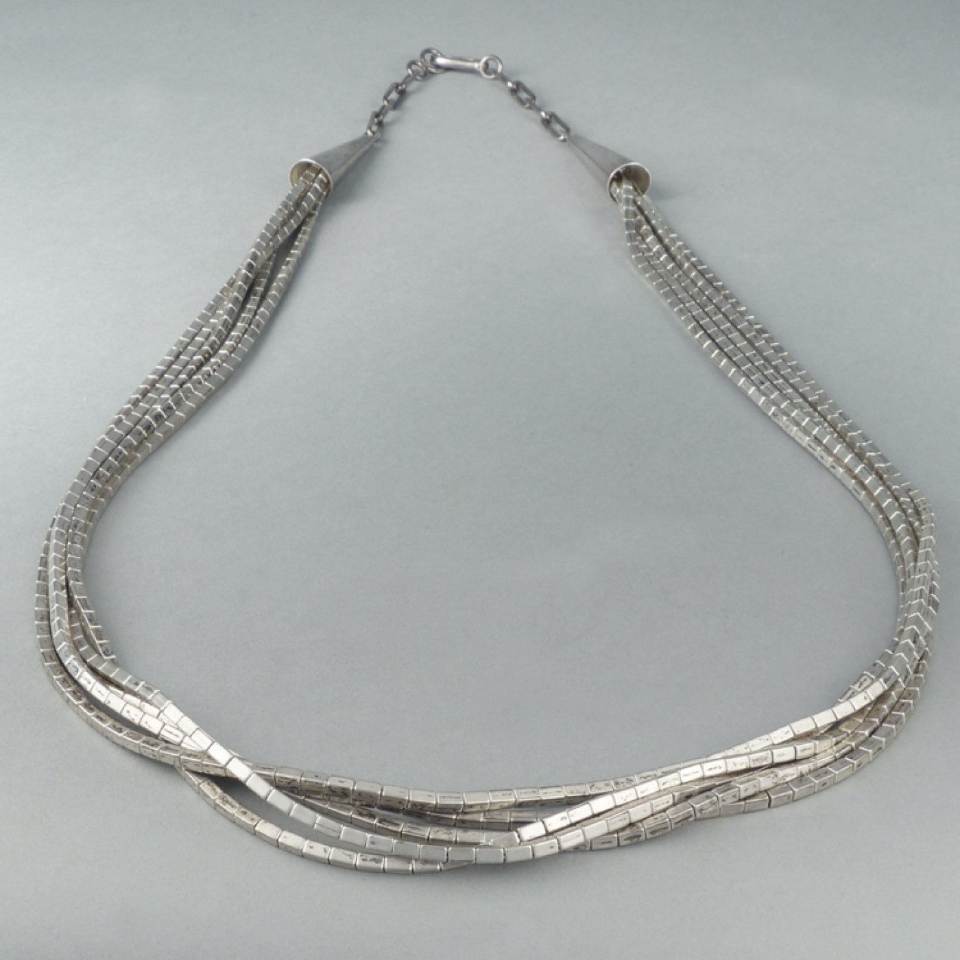 Five Strand Silver Bead Necklace Shiprock Santa Fe