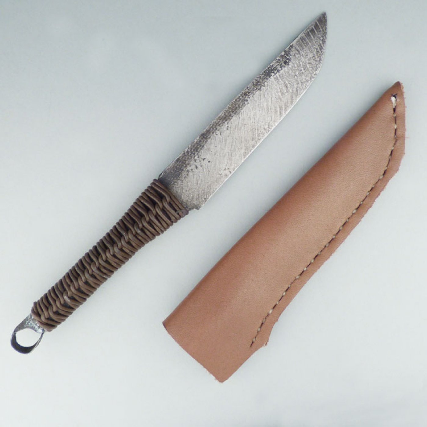 Metal Knife with Leather Wrapped Handle Shiprock Santa Fe