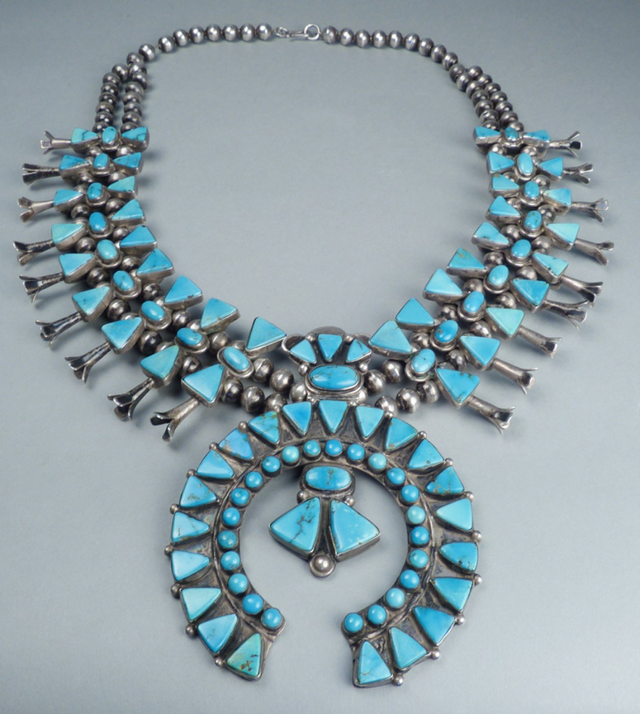 Squash Blossom Necklace with Turquoise, c.1930s Shiprock Santa Fe