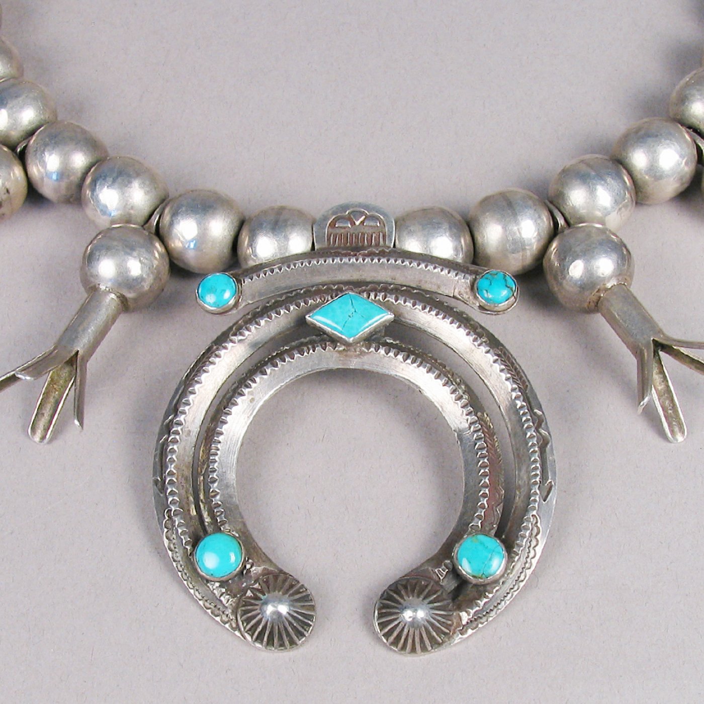 Navajo Squash Blossom with Turquoise, c.1930 Shiprock Santa Fe