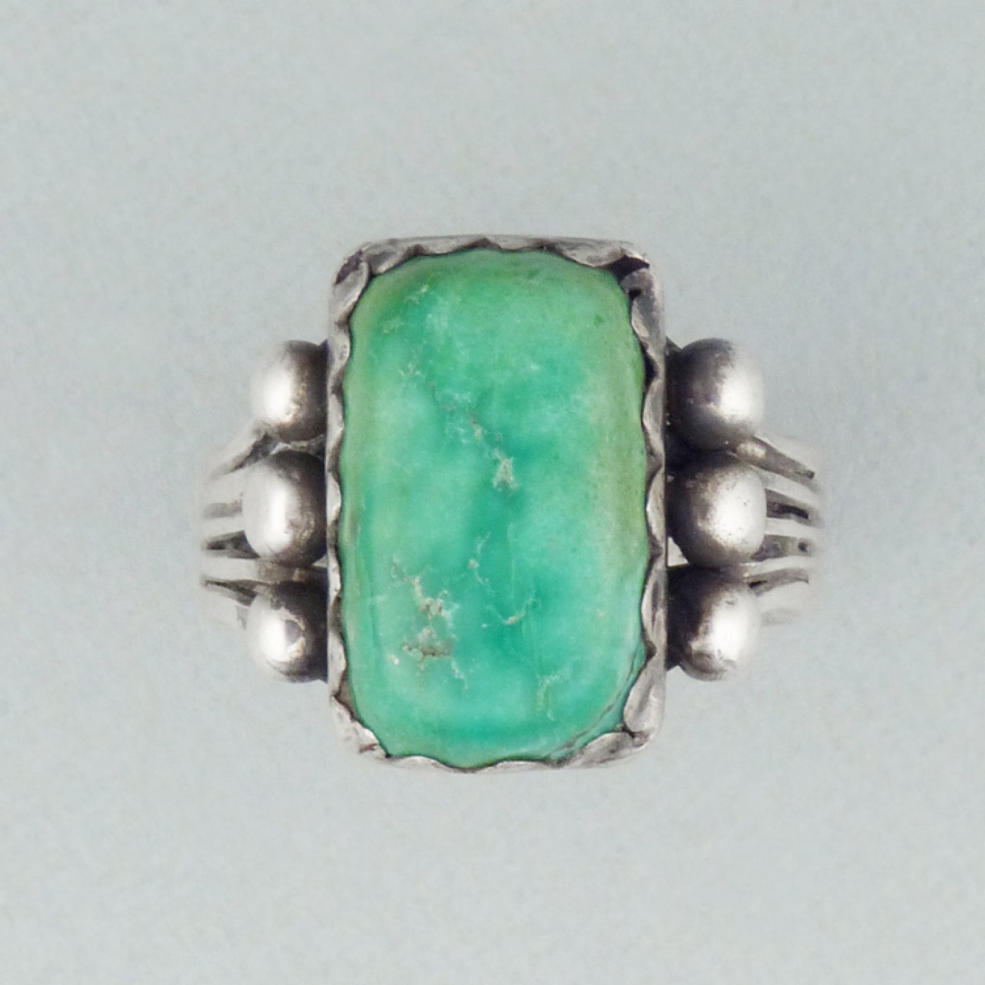 Silver Ring with Square Turquoise Stone, c.1920 | Shiprock Santa Fe