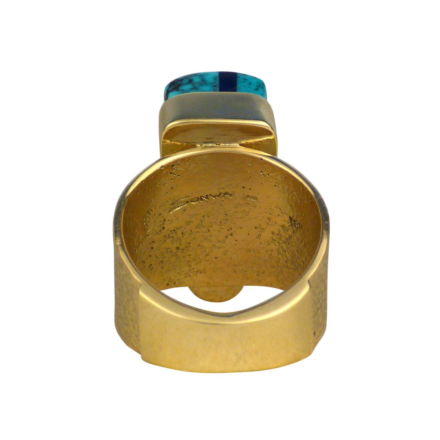 Sonwai, Hopi Cast 18k Gold Ring with Height Inlay | Shiprock Santa Fe