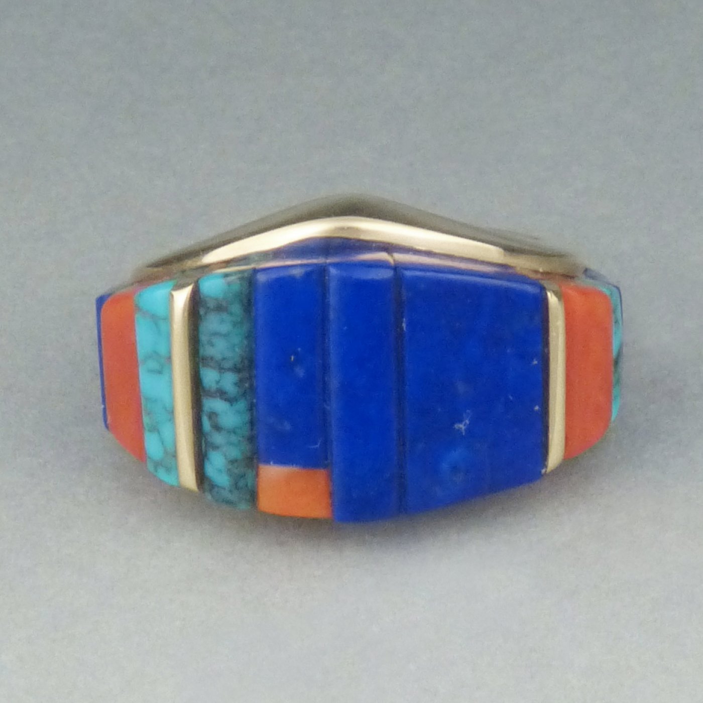 Charles Loloma Hopi 14k Gold Ring with Height Inlay | Shiprock Santa Fe