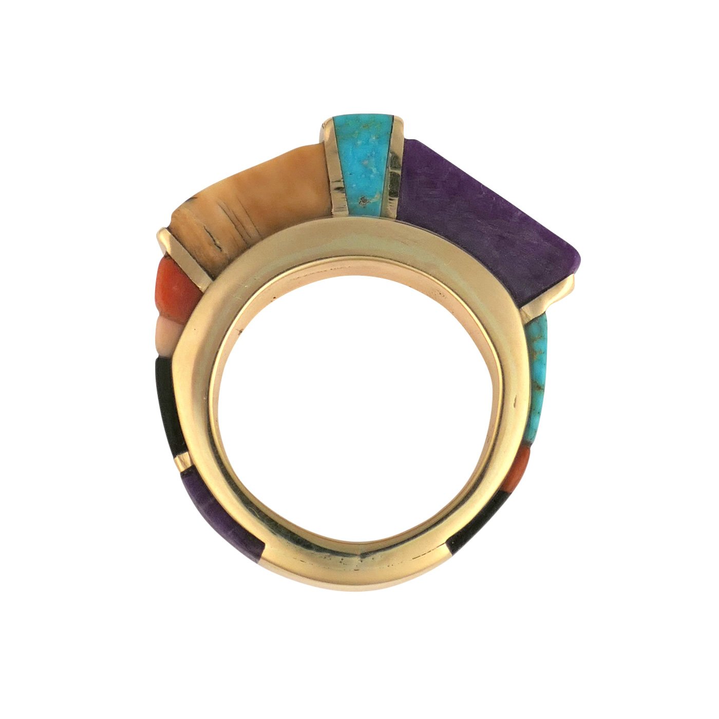 Sonwai, Hopi 18k Gold Ring with Height Inlay | Shiprock Santa Fe