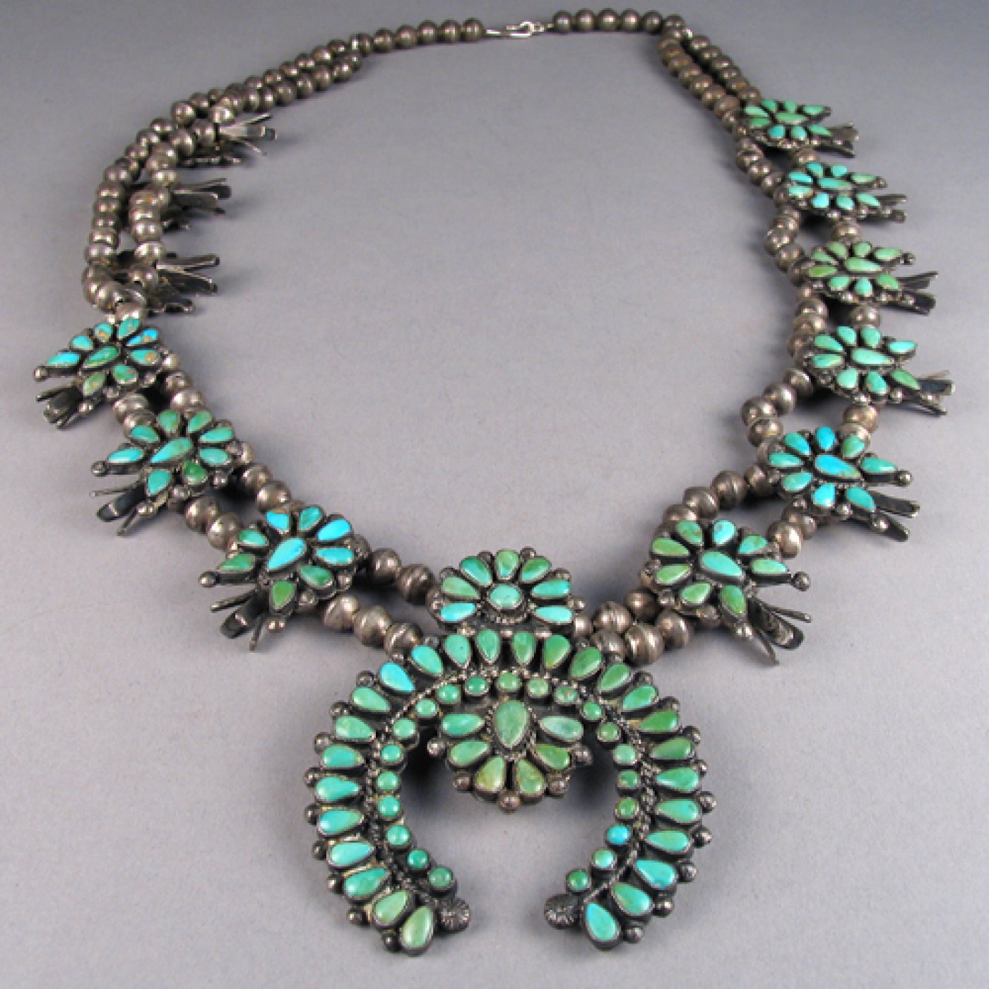 Zuni Style Squash Blossom Necklace sunface Chief 