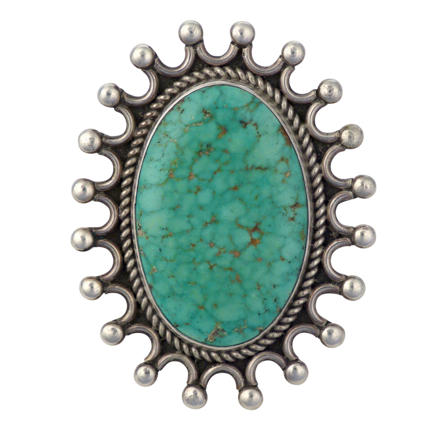 Perry Shorty, Navajo Silver Ring with Kingman Turquoise Cabochon ...