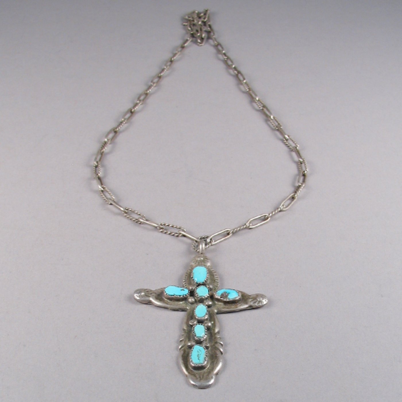 Zuni Cross Necklace With 7 Turquoise Stones | Shiprock Santa Fe