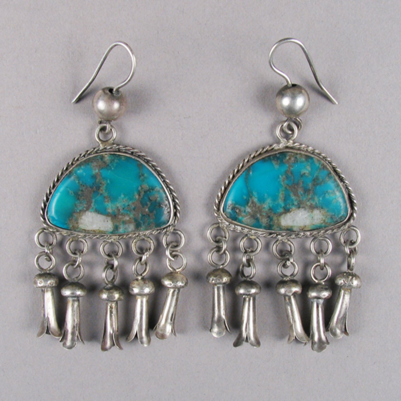 Silver Earrings with Turquoise Cloud | Shiprock Santa Fe