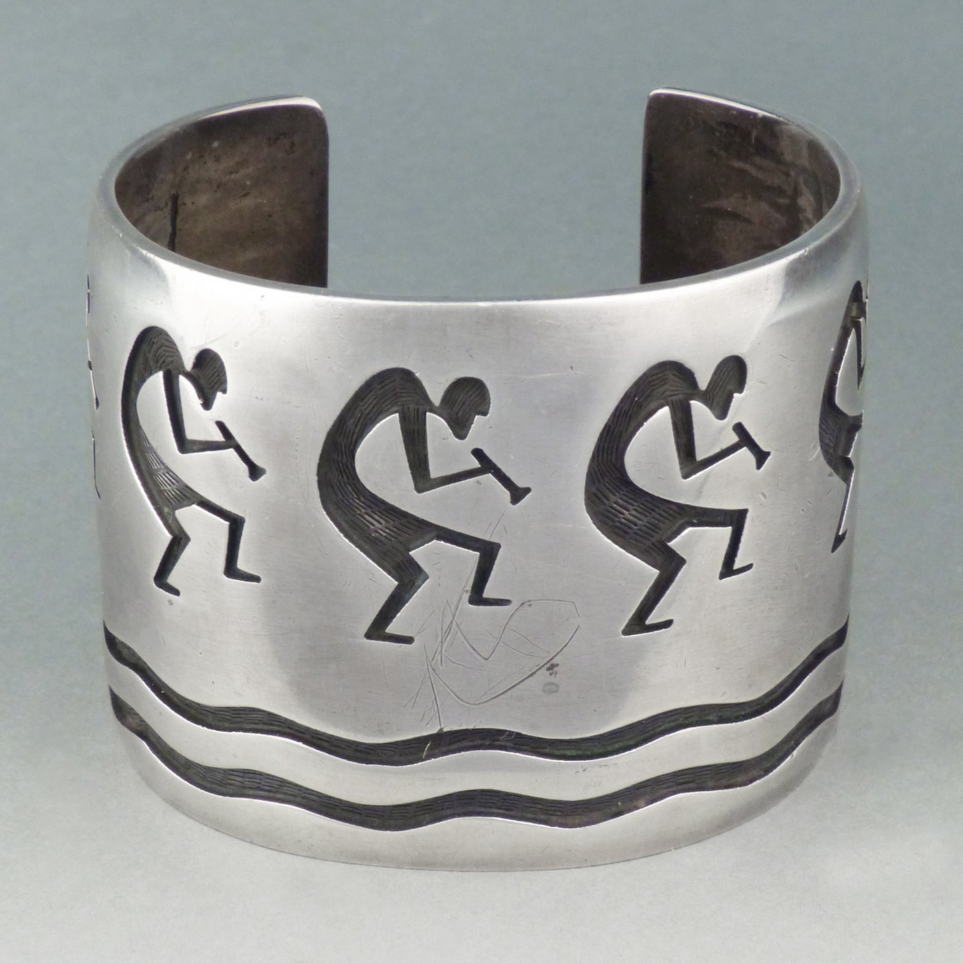 Hopi Wide Silver Overlay Cuff by Marcus Coochwikvia | Shiprock 