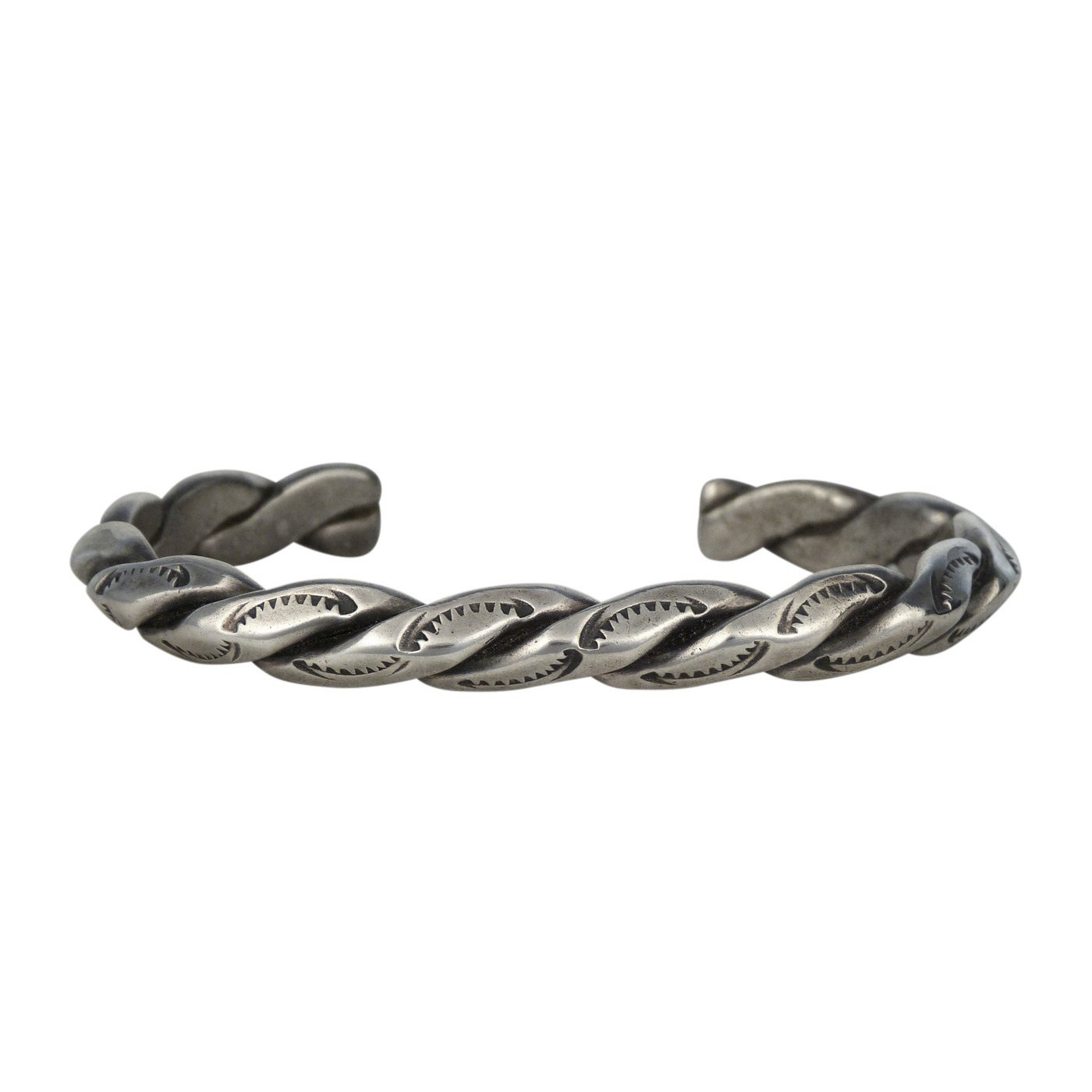 Navajo Stamped Silver Twist Wire Bracelet, c.1940 | Shiprock Santa Fe