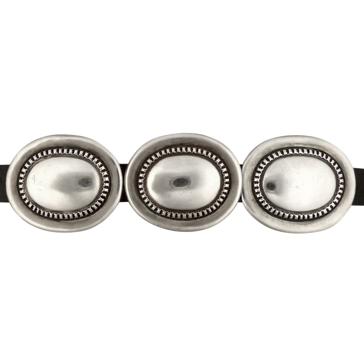 Cippy Crazy Horse, Cochiti Stamped Silver Concho Belt | Shiprock Santa Fe