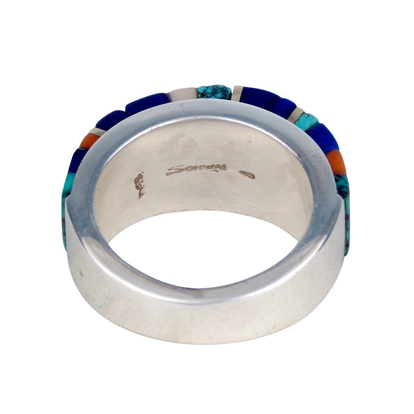 Sonwai, Hopi Cast Silver Ring with Inlay | Shiprock Santa Fe
