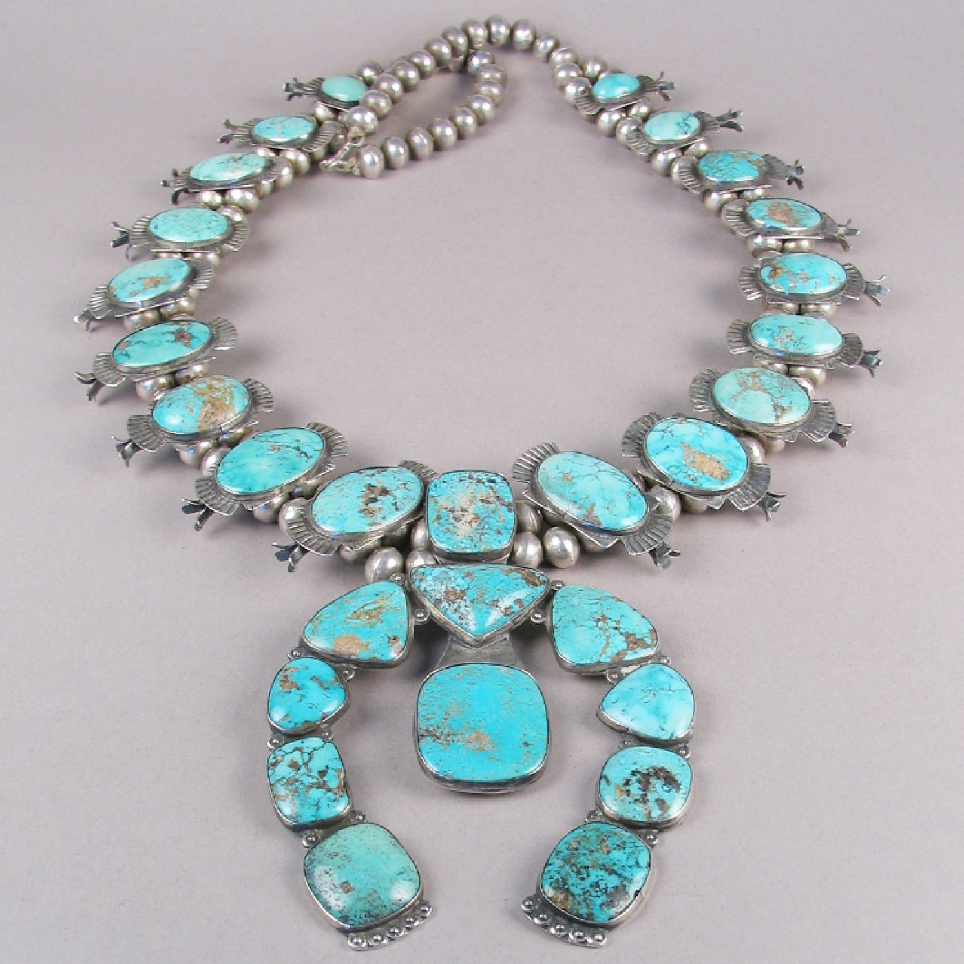 Squash Blossom Necklace with Handmade Beads, c.1940 Shiprock Santa Fe