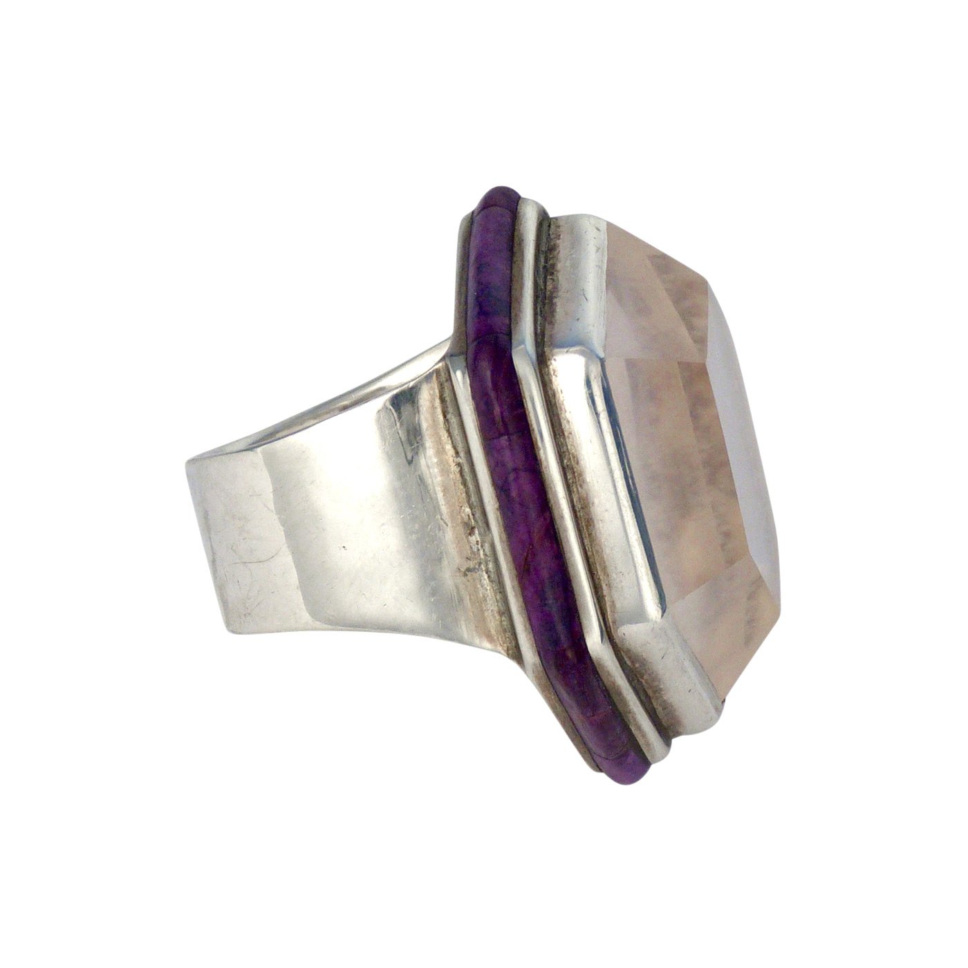 Eveli, Silver "Pink to Purple" with Rose Quartz Cabochon and Sugilite