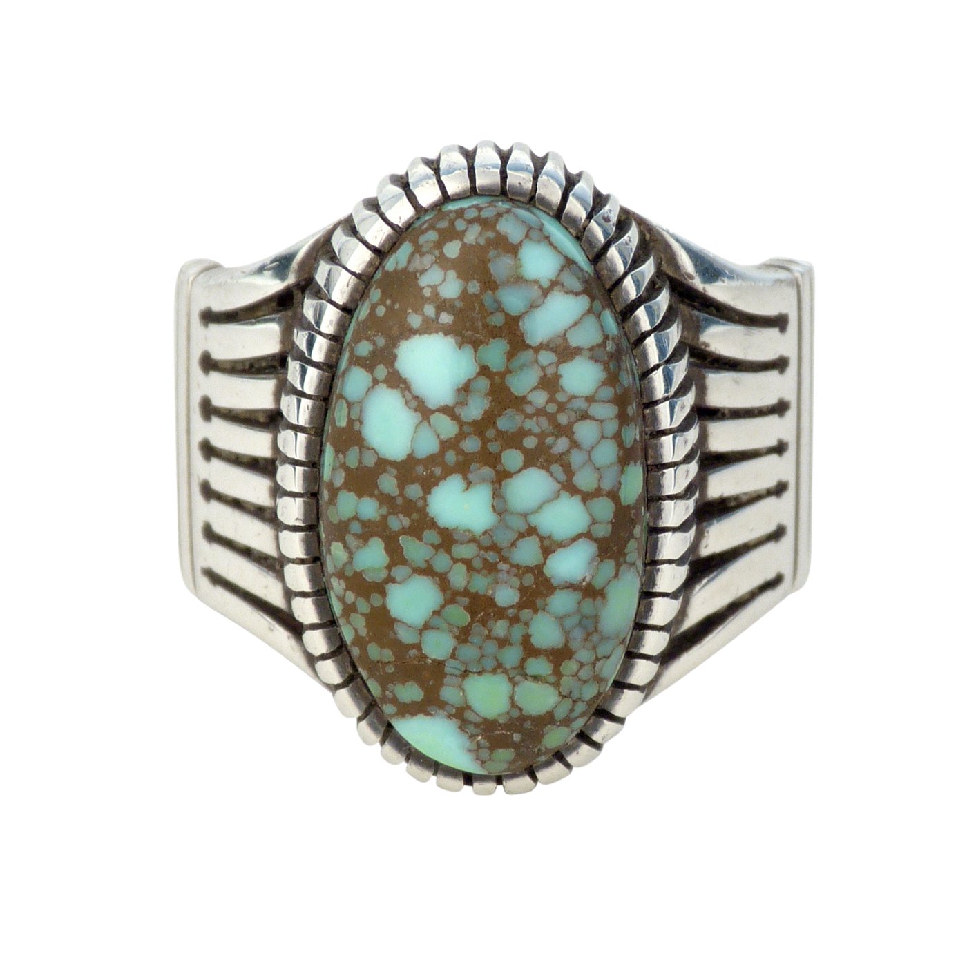 Jennifer Curtis, Navajo Silver Split Shank Ring with Turquoise Cabochon ...