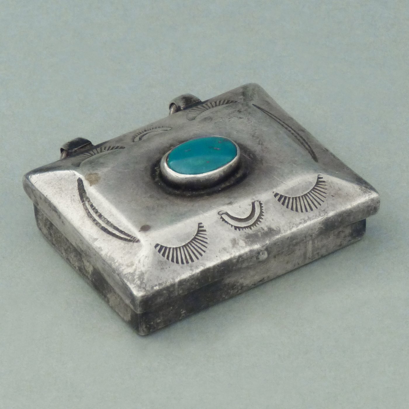 1930s HAND STAMPED SILVER PILLBOX – Tennessee Turquoise Company