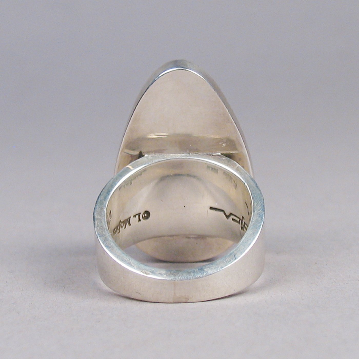 Silver Ring with Rutilated Quartz Cabochon Shiprock Santa Fe