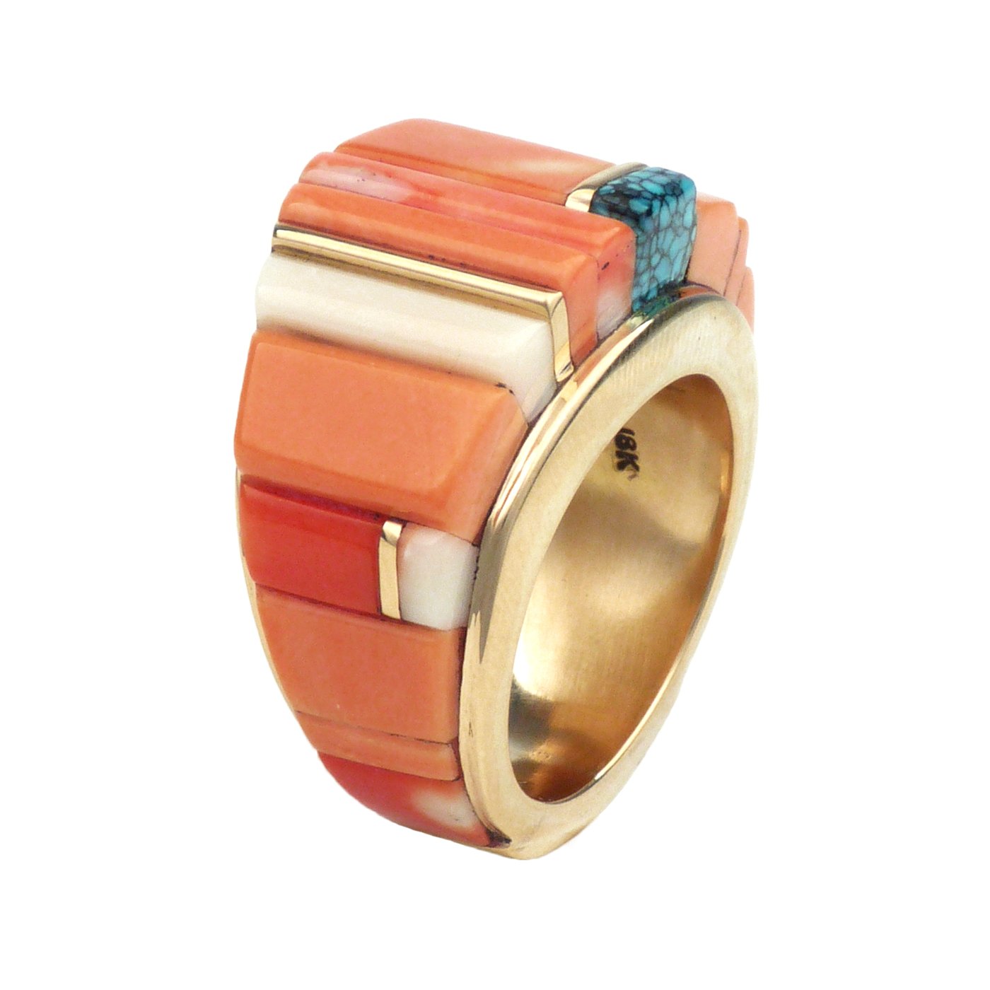 Sonwai, Hopi 18 Carat Gold Height Inlay Ring | Shiprock Santa Fe