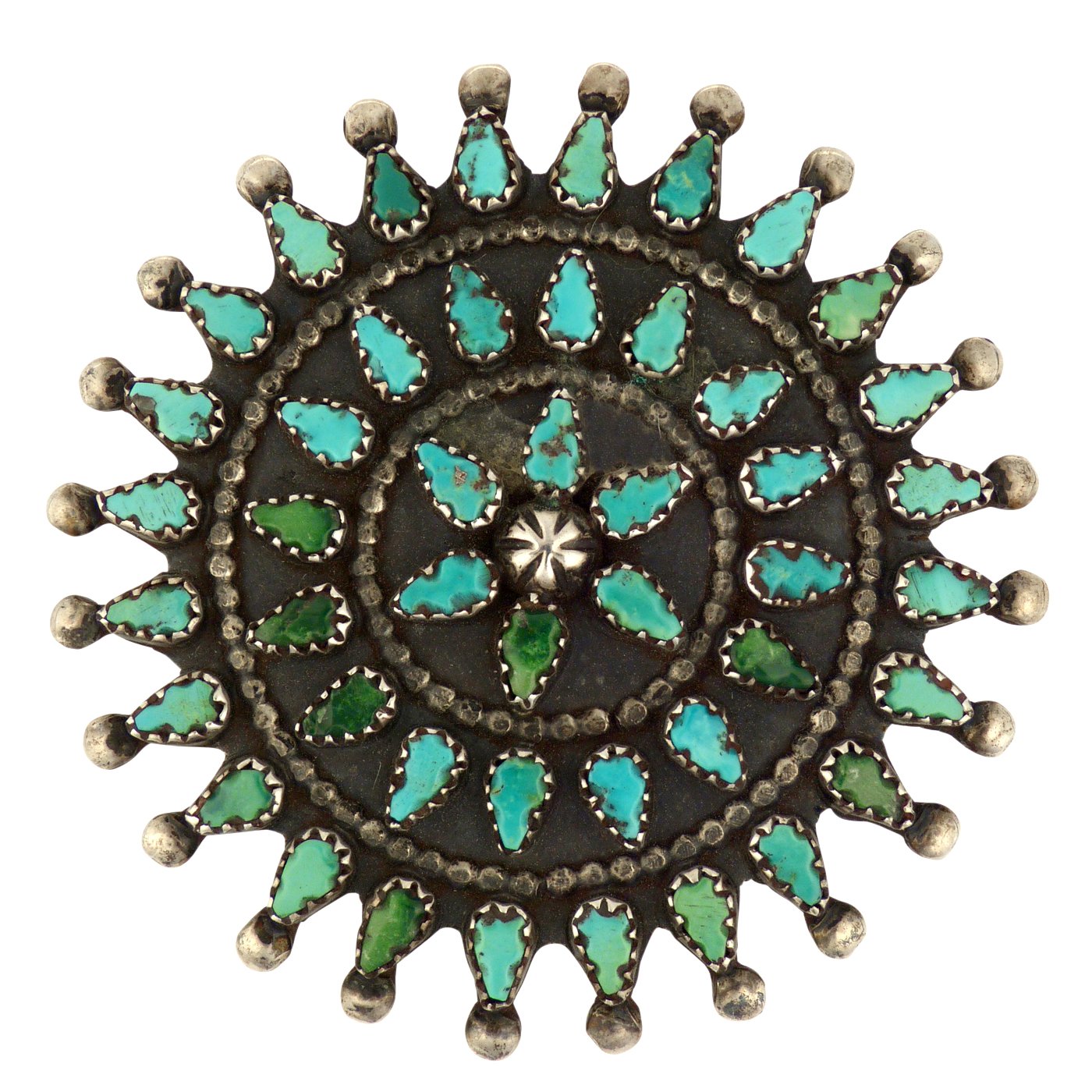 Zuni Silver Petit Point Pin with Carved Turquoise, c.1960 | Shiprock ...