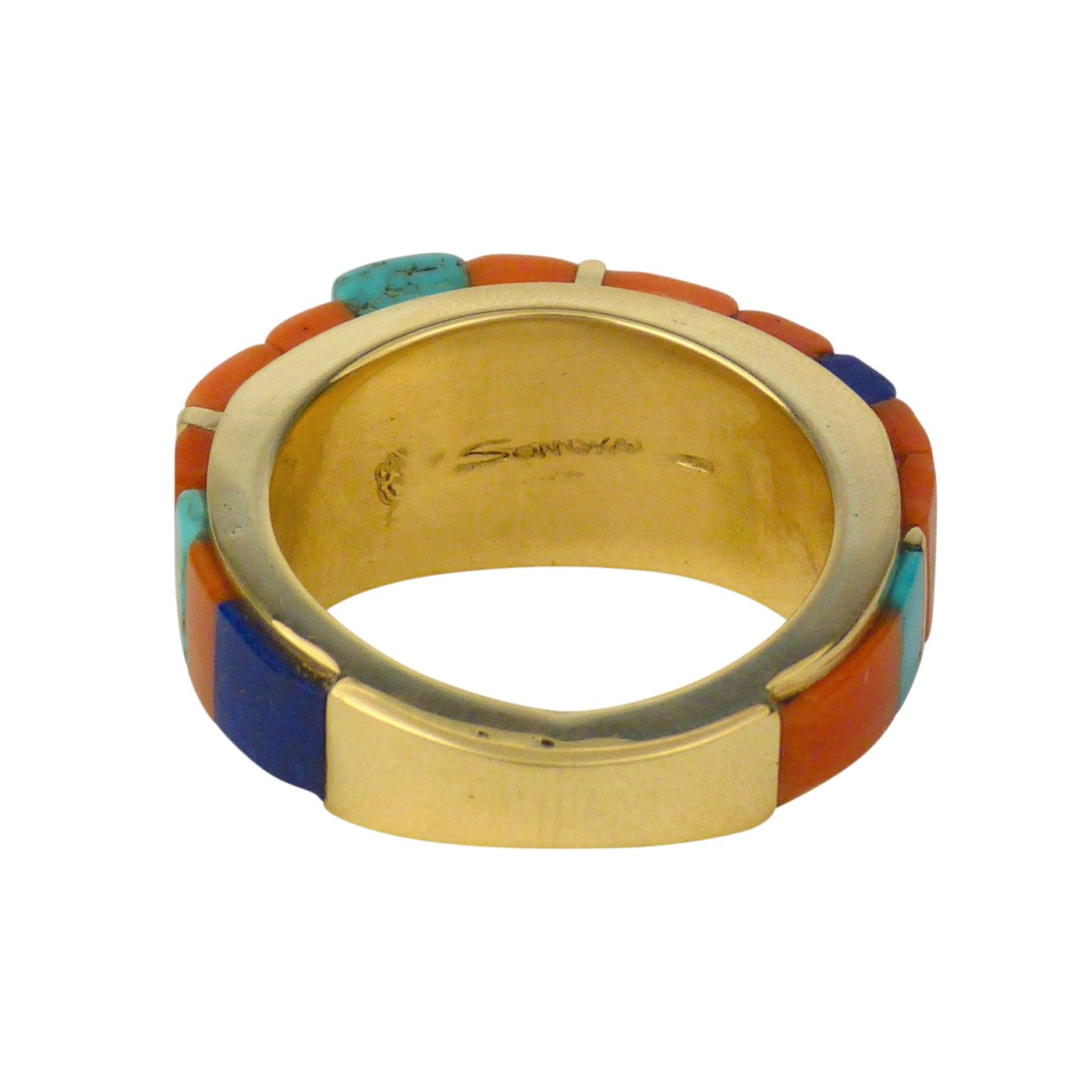 Sonwai, Hopi Gold Ring with Height Inlay | Shiprock Santa Fe