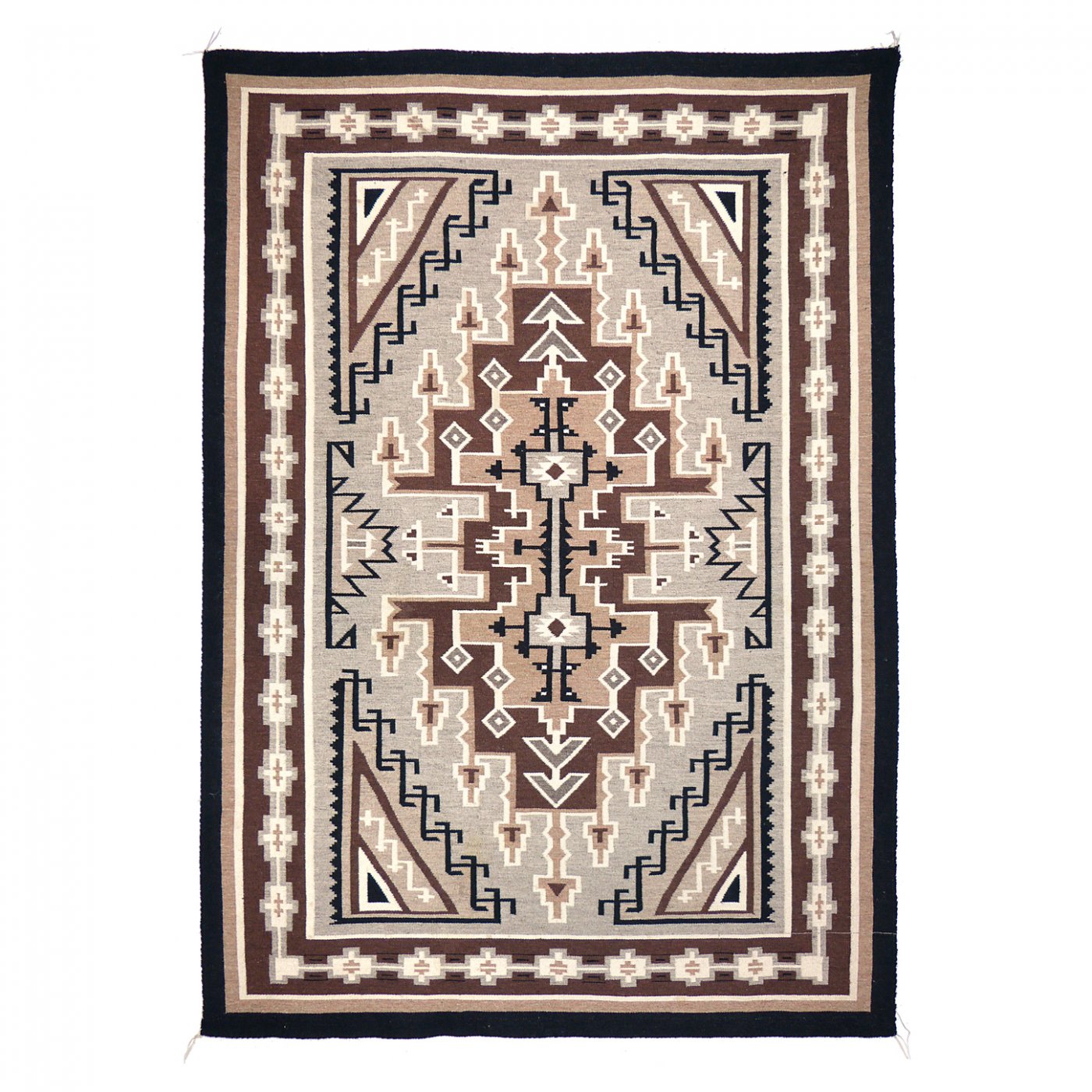 Navajo Two Grey Hills Tapestry Textile by Jessie Begay, c.1980