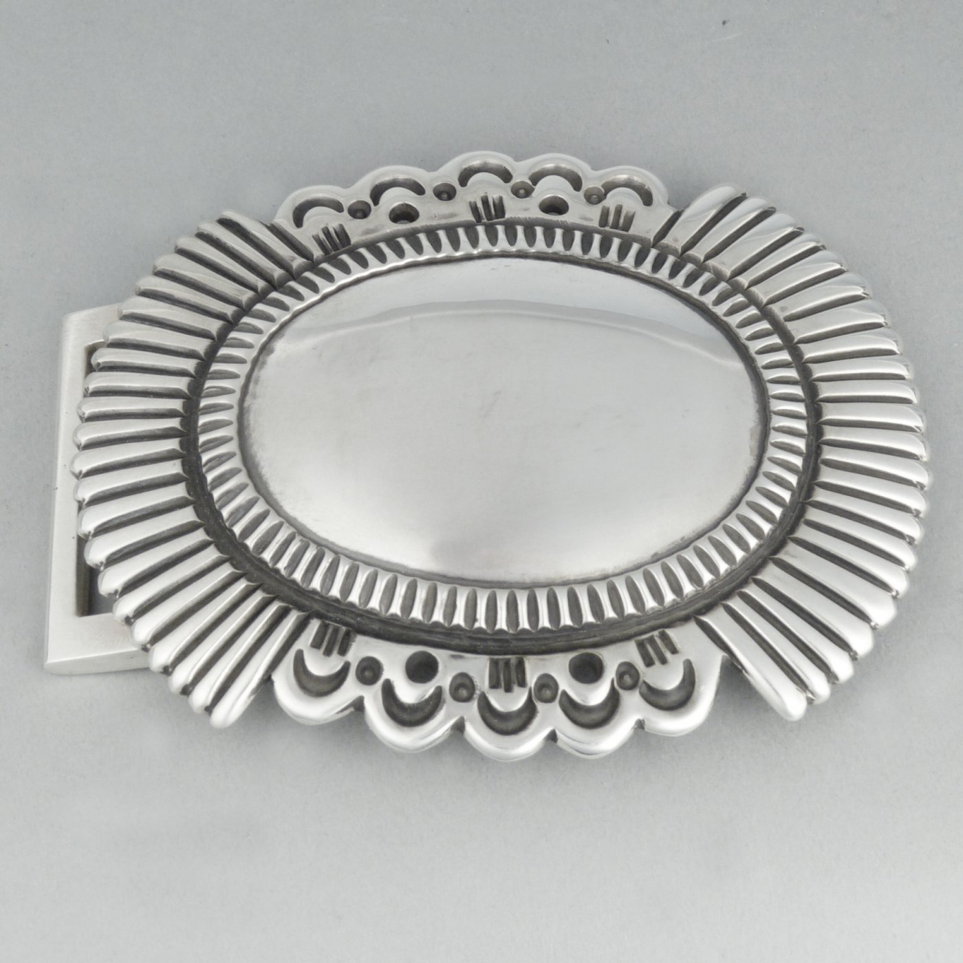 Cippy Crazy Horse Stamped Silver Belt Buckle | Shiprock Santa Fe