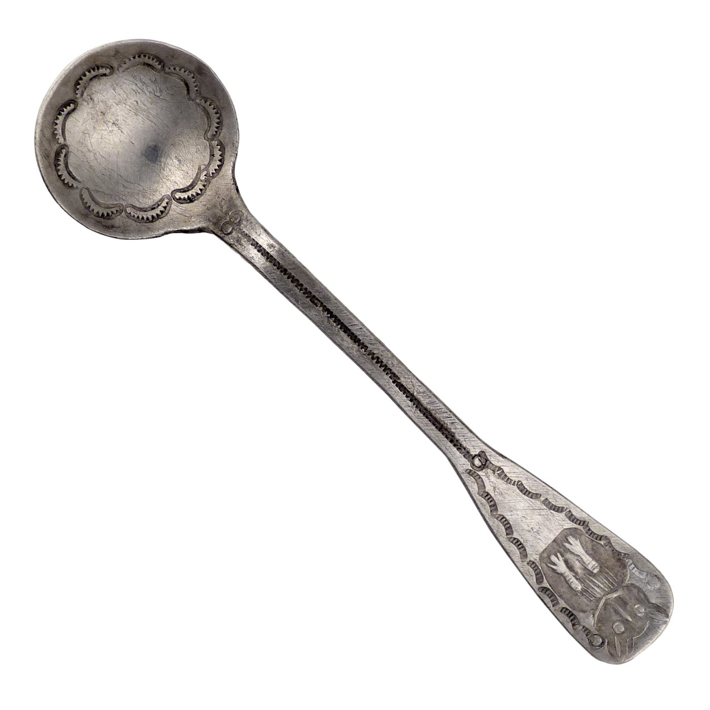 Navajo Stamped Silver Spoon with Owl Motif, c.1910 | Shiprock Santa Fe