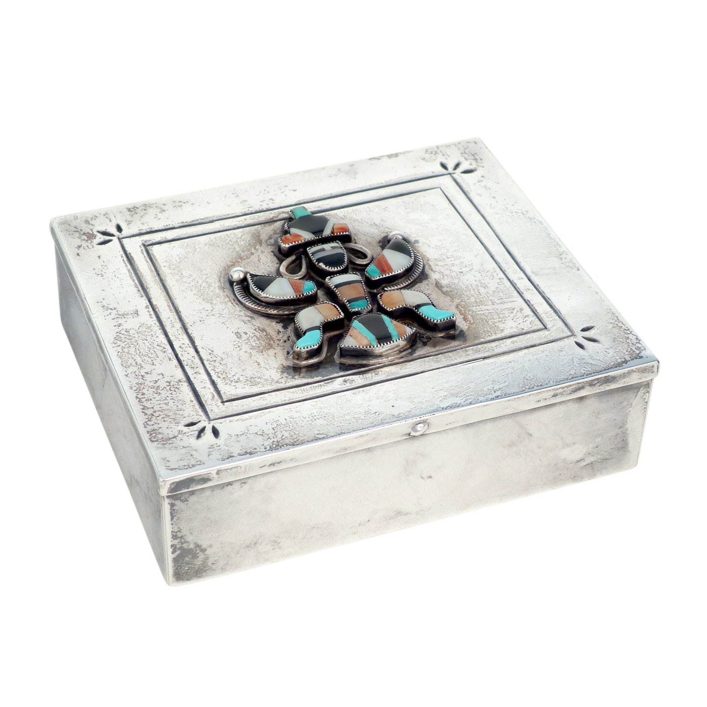 Zuni Silver Box with Knifewing Inlay, c.1950 Shiprock Santa Fe