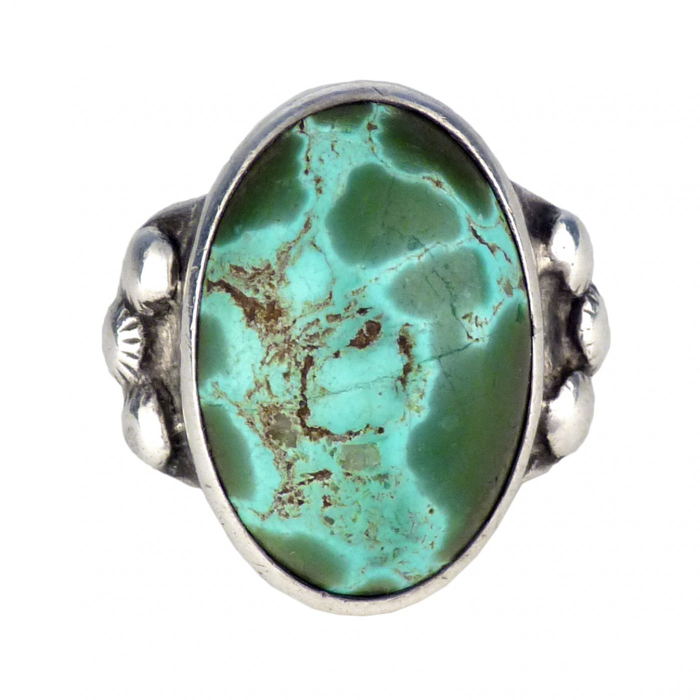 Navajo Silver Ring with Domed Turquoise Cabochon, c.1930 | Shiprock ...