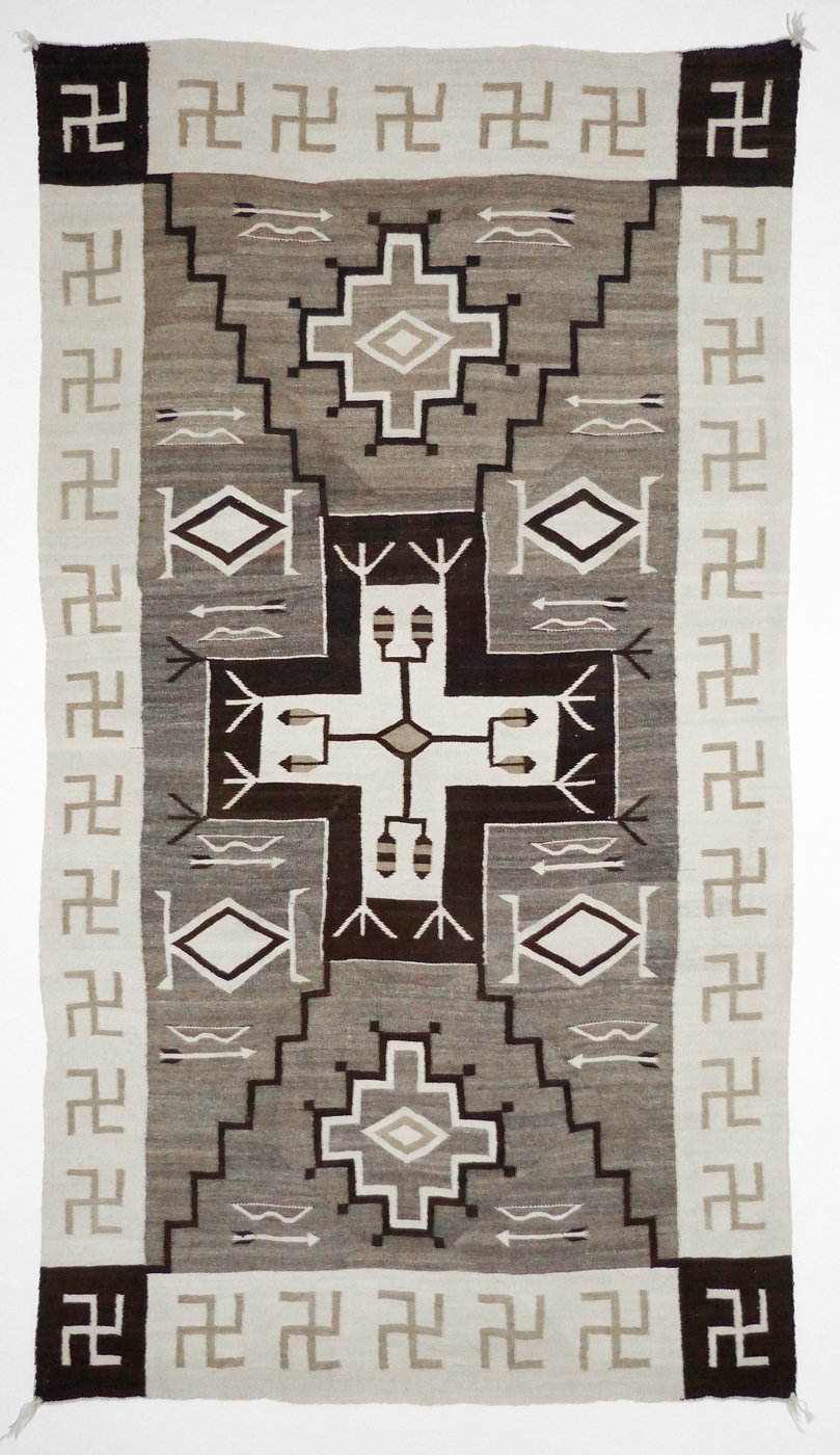 Navajo Natural Rug with Whirling Log Motifs, c.19101920 Shiprock
