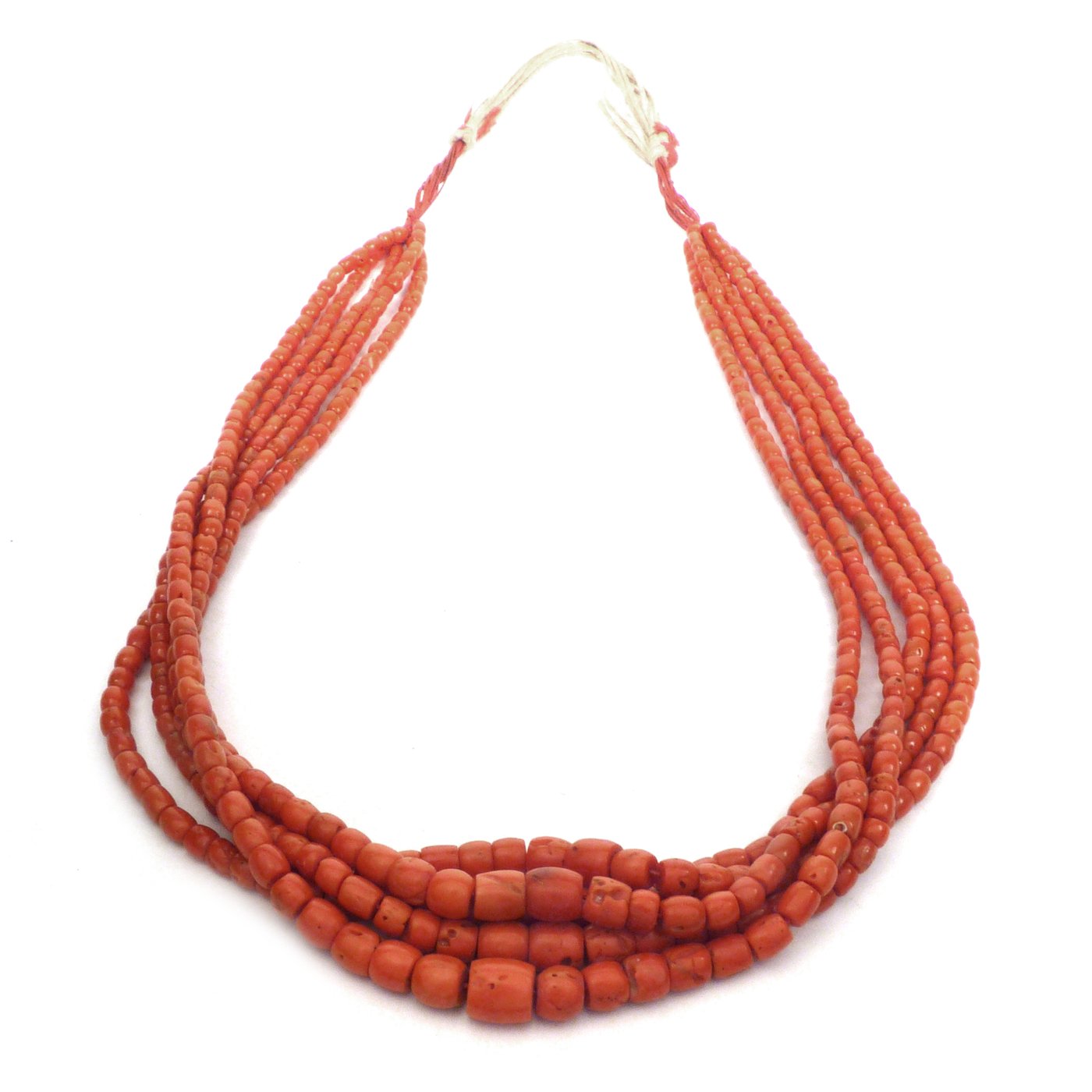 Navajo Five Strand Coral Necklace, c.1970 Shiprock Santa Fe