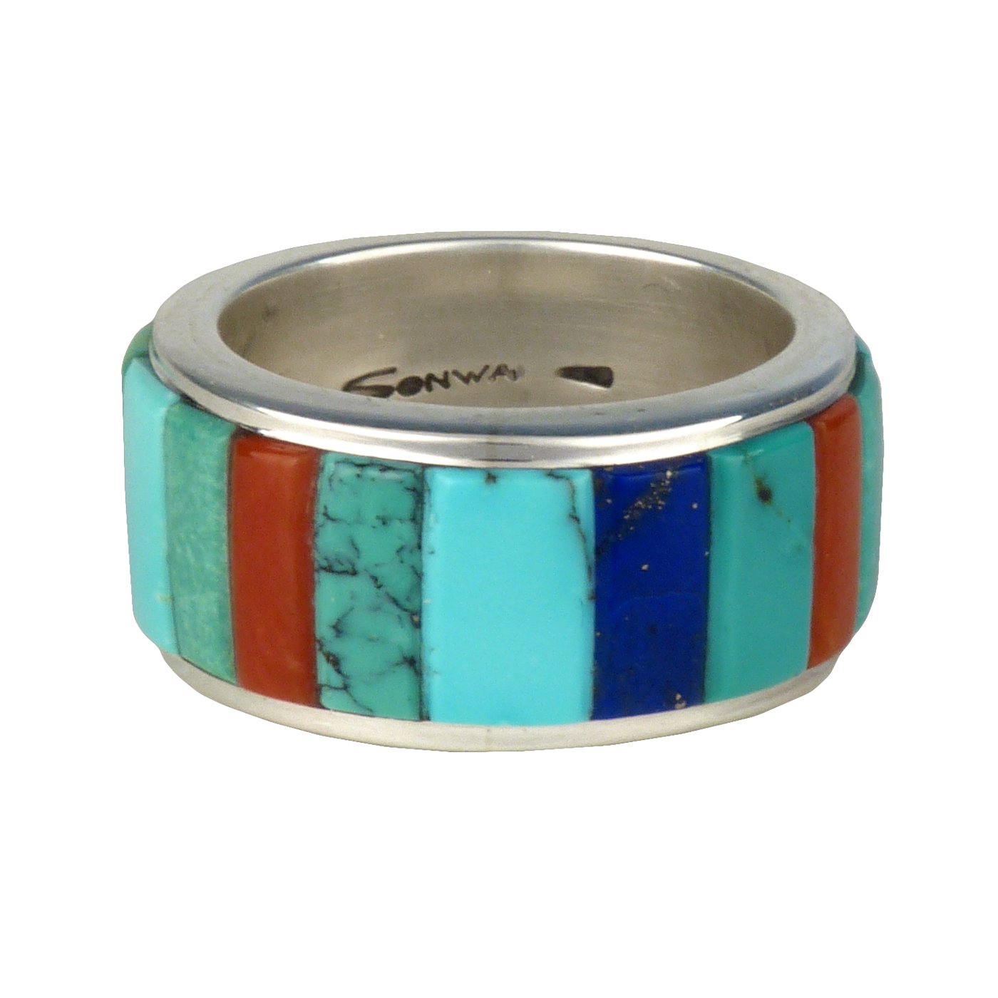 Sonwai, Hopi Silver Ring with Inlay | Shiprock Santa Fe