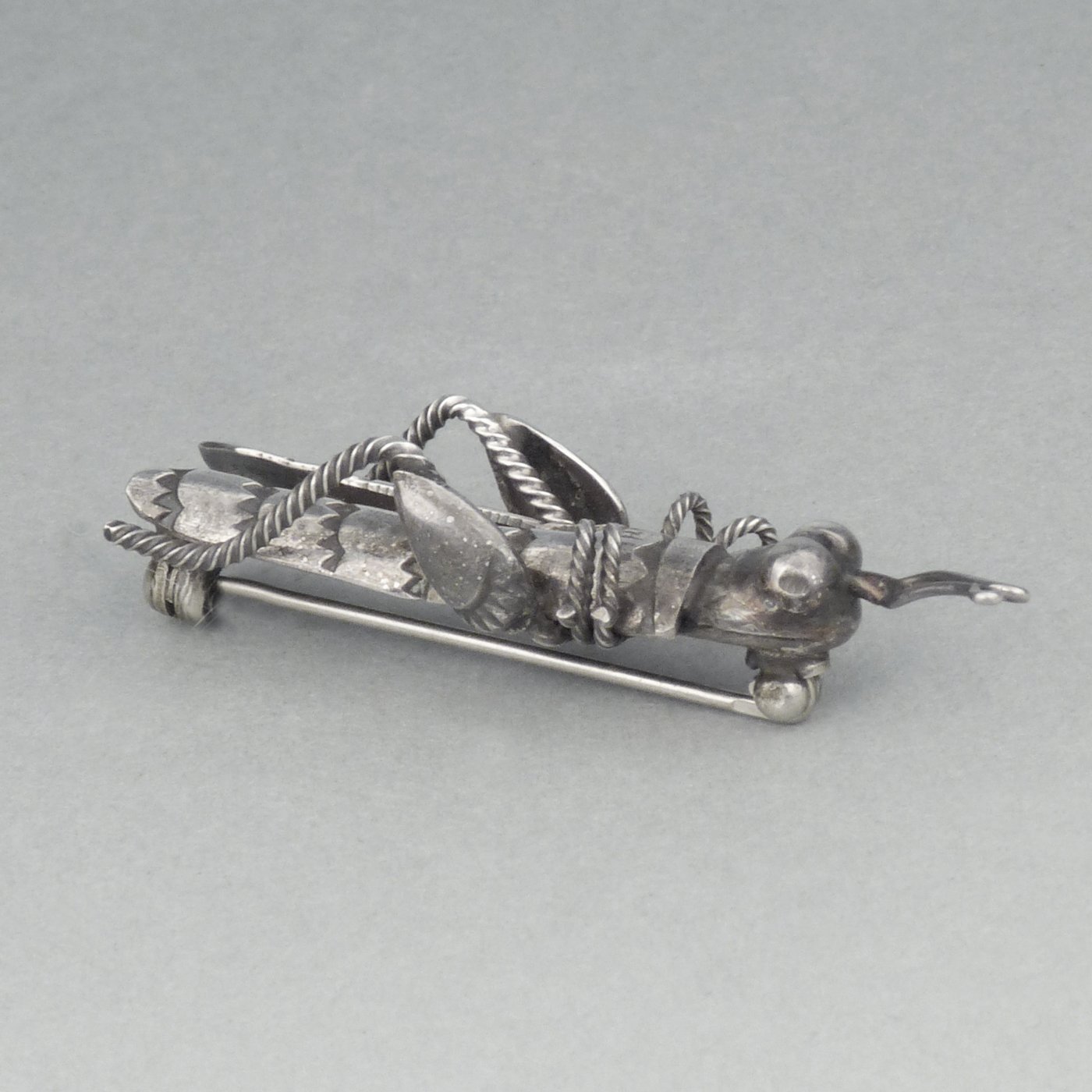 Navajo Silver Grasshopper Pin C 1940 Shiprock Santa Fe