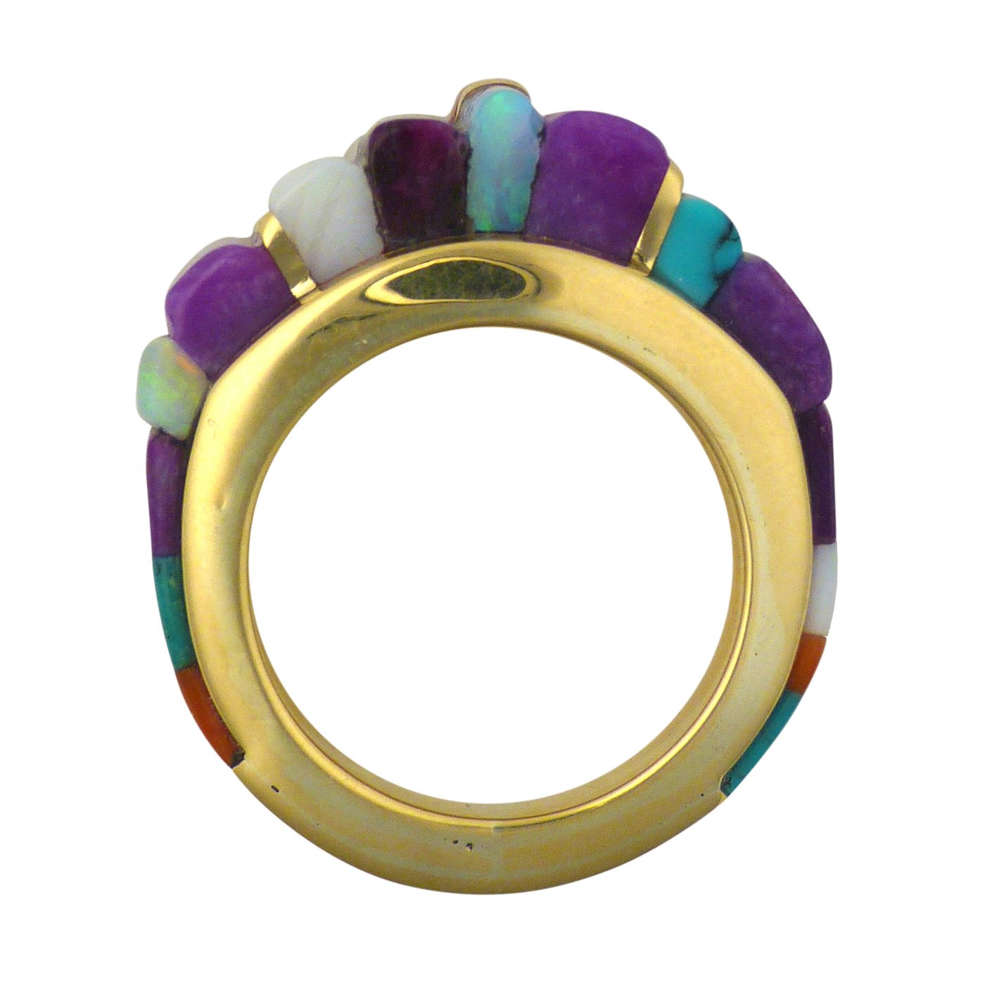 Sonwai, Hopi Gold Ring with Height Inlay | Shiprock Santa Fe
