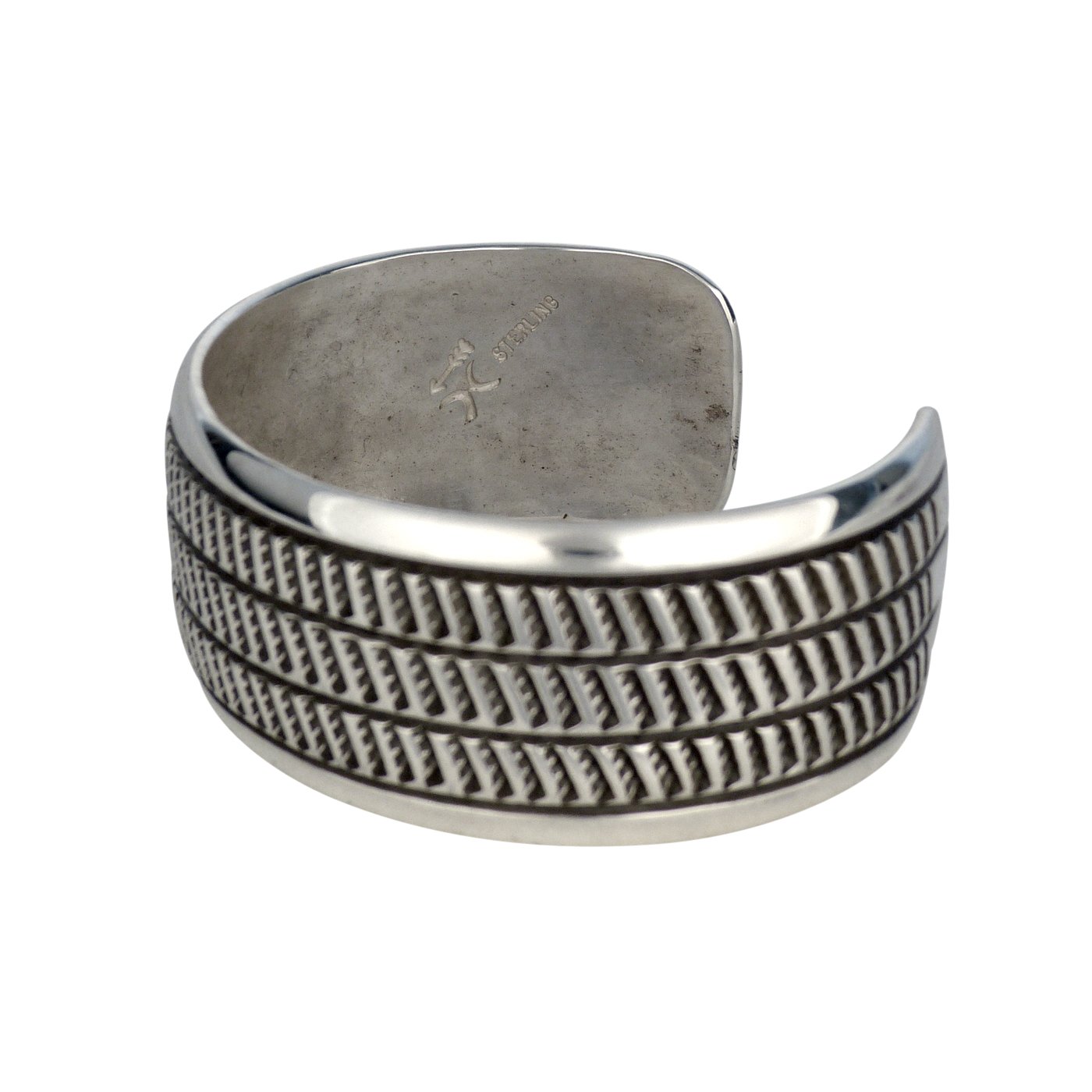 Cippy Crazy Horse, Cochiti Stamped Silver Radial Bracelet | Shiprock ...