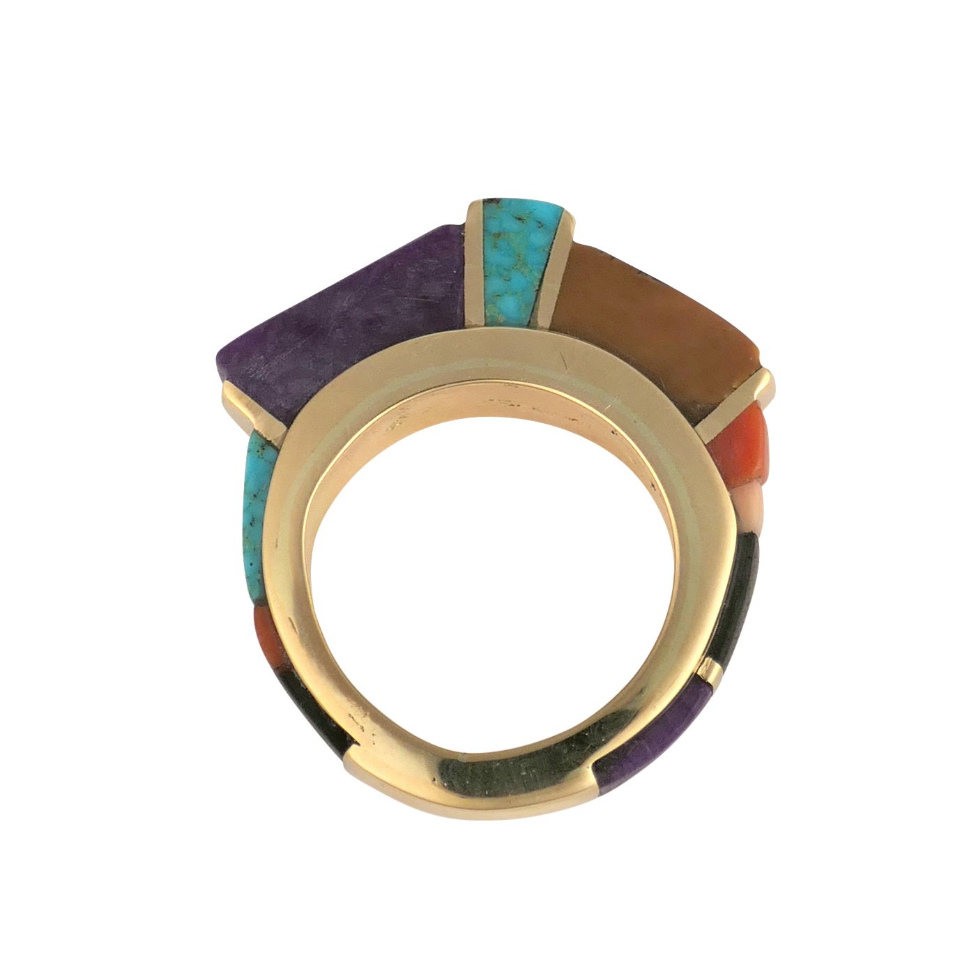 Sonwai, Hopi 18k Gold Ring with Height Inlay | Shiprock Santa Fe