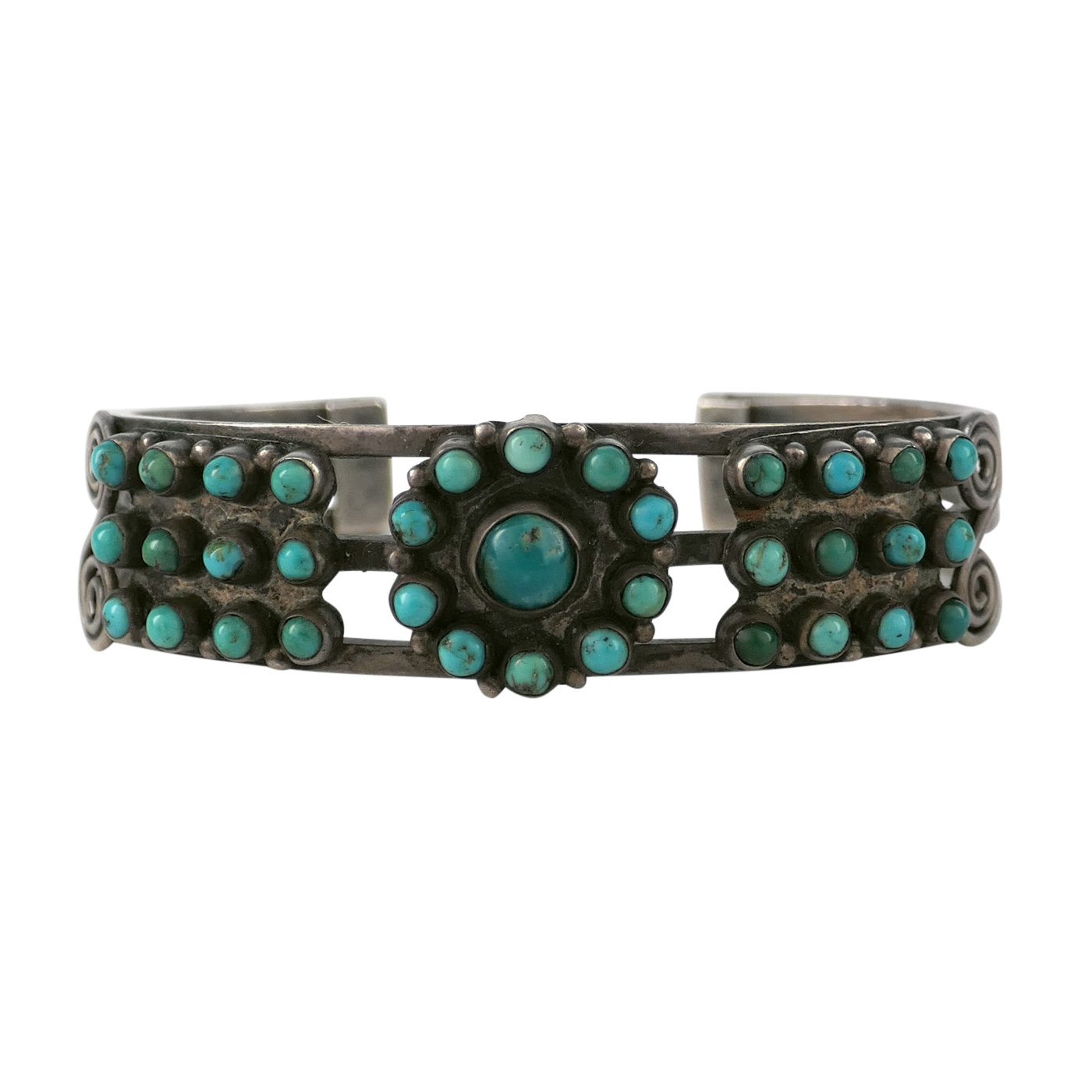 Zuni Petit Point Turquoise Cluster Bracelet, c.1940 | Shiprock Santa Fe