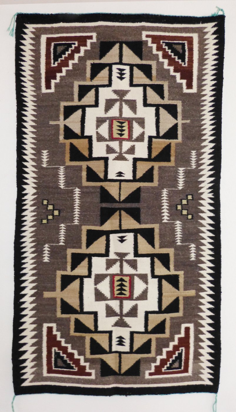 Navajo Teec Nos Pos Trading Post Rug, c.1960's Shiprock Santa Fe