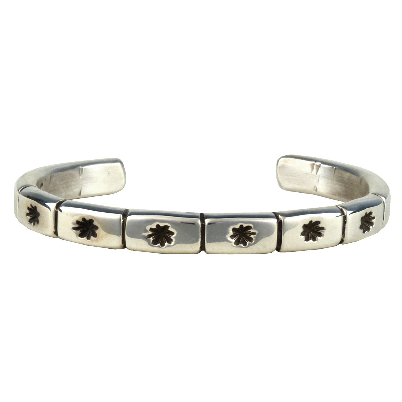 Cippy Crazy Horse, Cochiti Stamped Silver Cuff Bracelet | Shiprock  