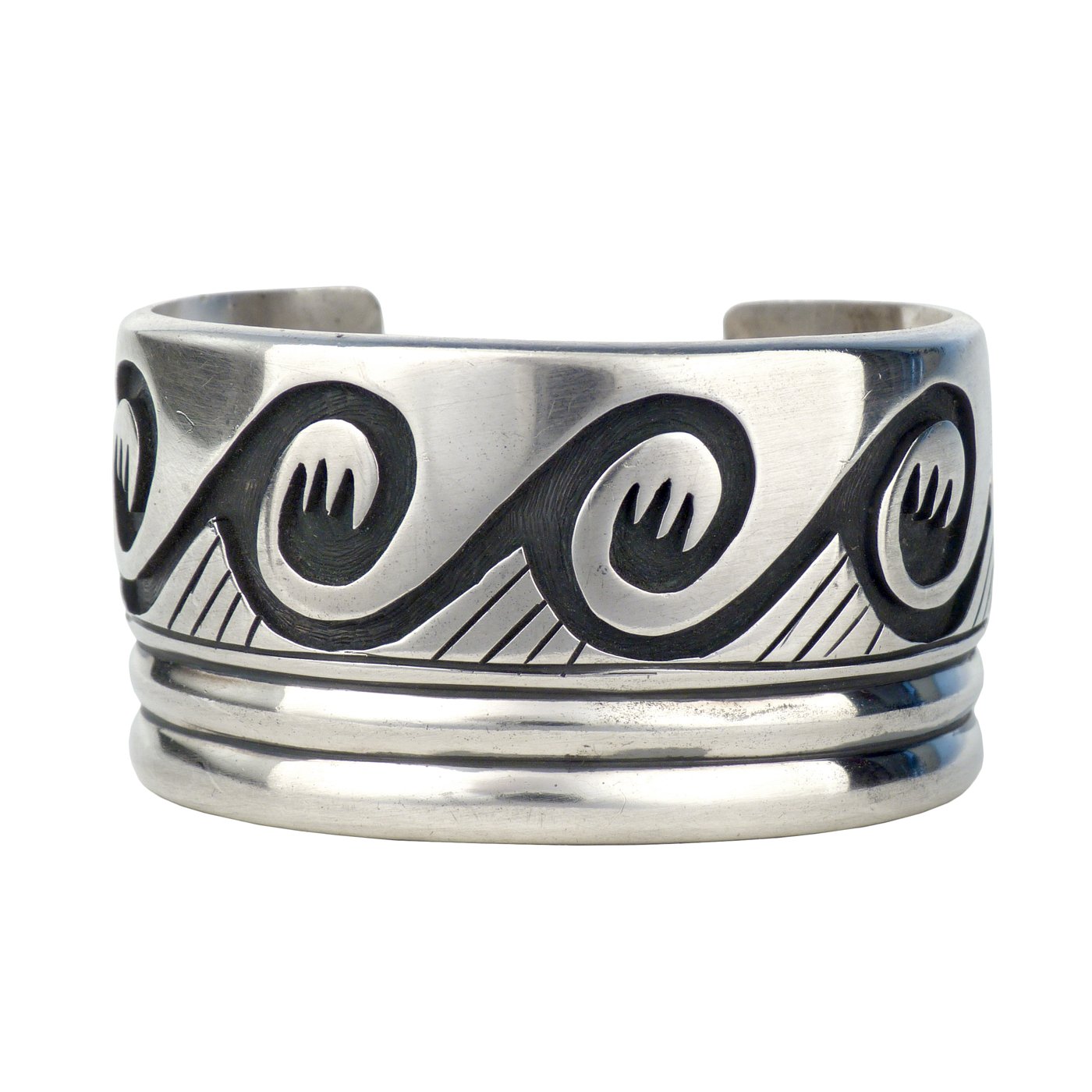 Lawrence Saufkie, Hopi Silver Overlay Bracelet | Shiprock Santa Fe