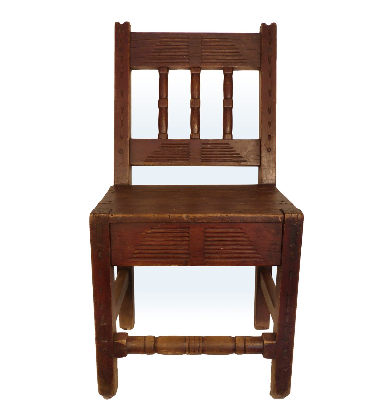 New Mexican Carved Wood Chair, c.1950 Shiprock Santa Fe