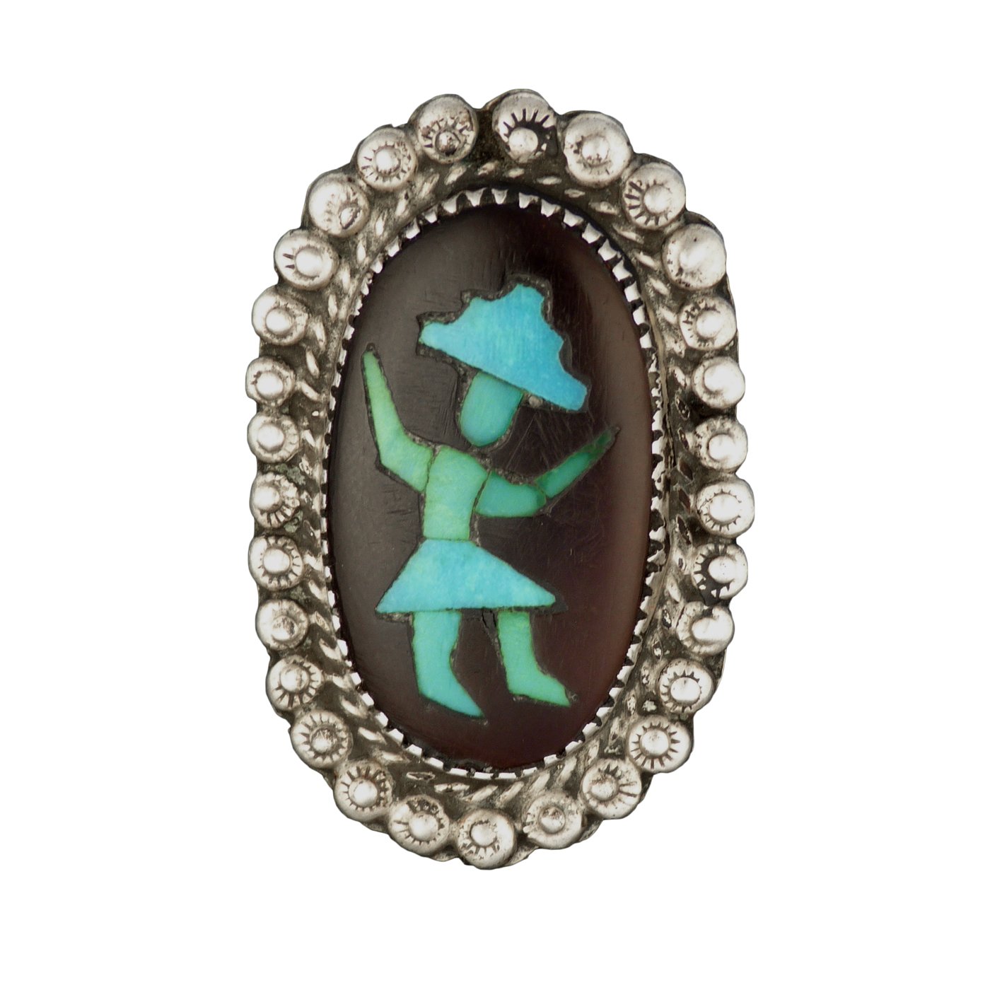 Fred Bowannie, Zuni Silver Ring with Inlay, c.1940 Shiprock Santa Fe