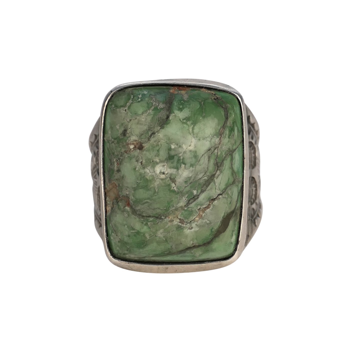 Navajo Stamped Silver Ring with Turquoise Cabochon, c.1930 | Shiprock ...