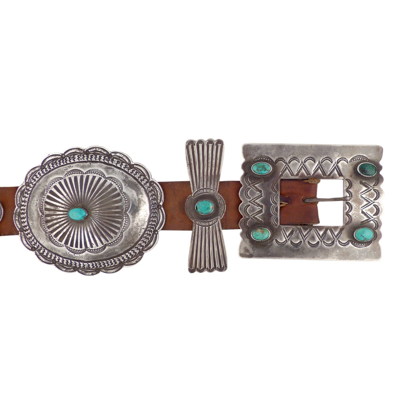 Vintage Silver Navajo Concho Belt - Hoel's Indian Shop