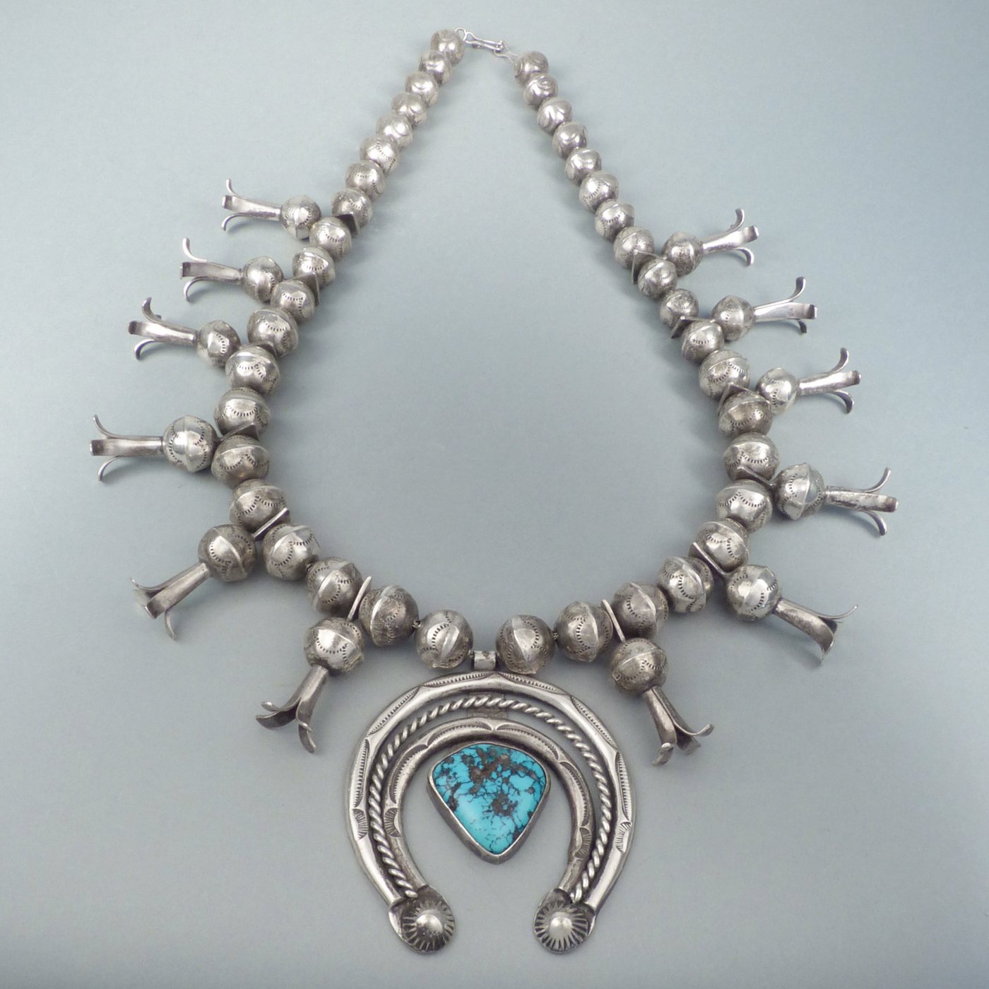 Navajo Squash Blossom Necklace, c.1950 Shiprock Santa Fe