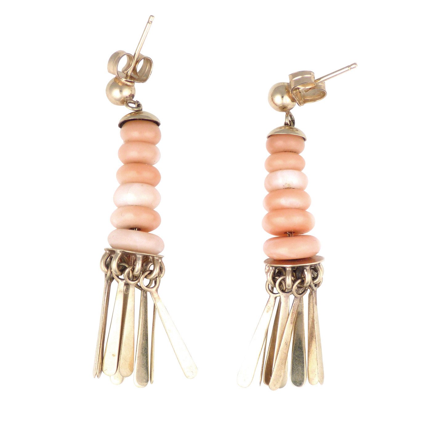 Gilbert Vasquez Apache 14 Karat Gold Earrings with Angel Skin Coral ...