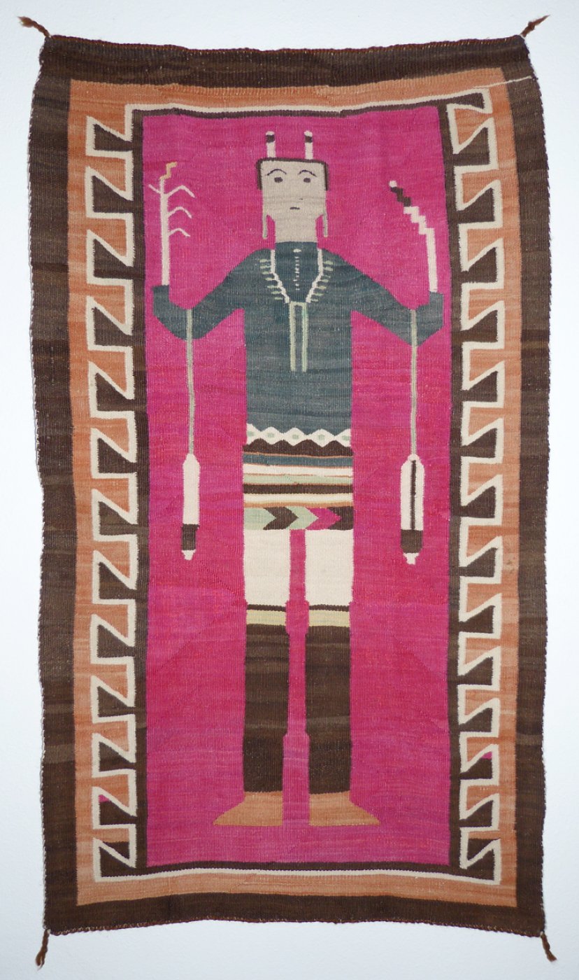 Navajo Yei Rug with Red Background, c.1920 Shiprock Santa Fe