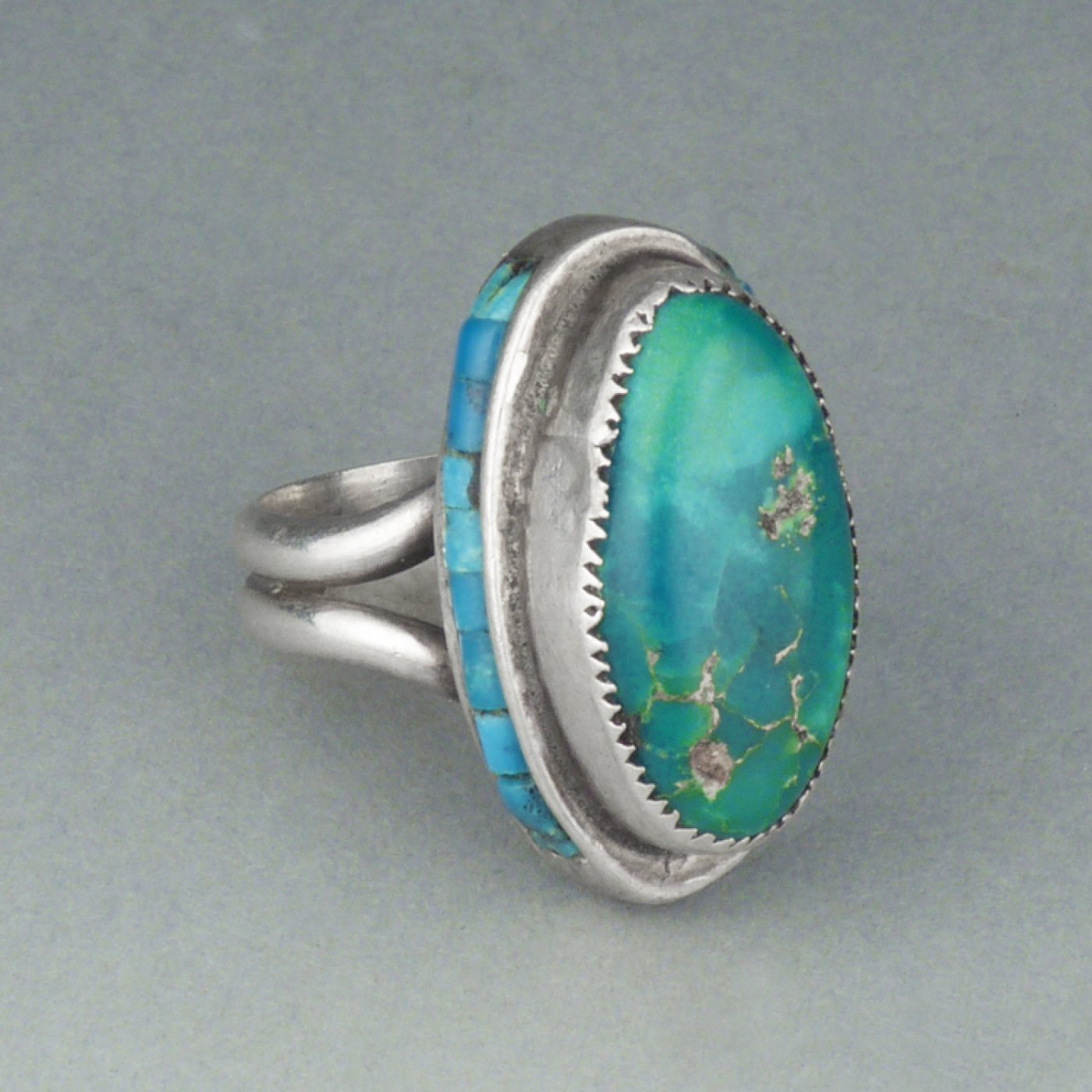 Inlay Turquoise Heishi Ring with Turquoise Cabochon c.1960s | Shiprock ...