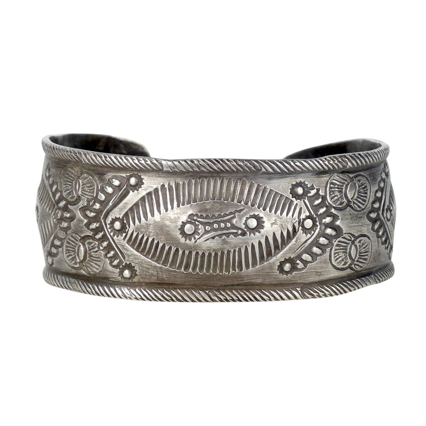 Unique Vintage Silvertone Art Nouveau Bracelet Repousse  Renaissance Rustic Vintage Art Nouveau Bracelet w Opals & Diamonds – Filigree  main image 2