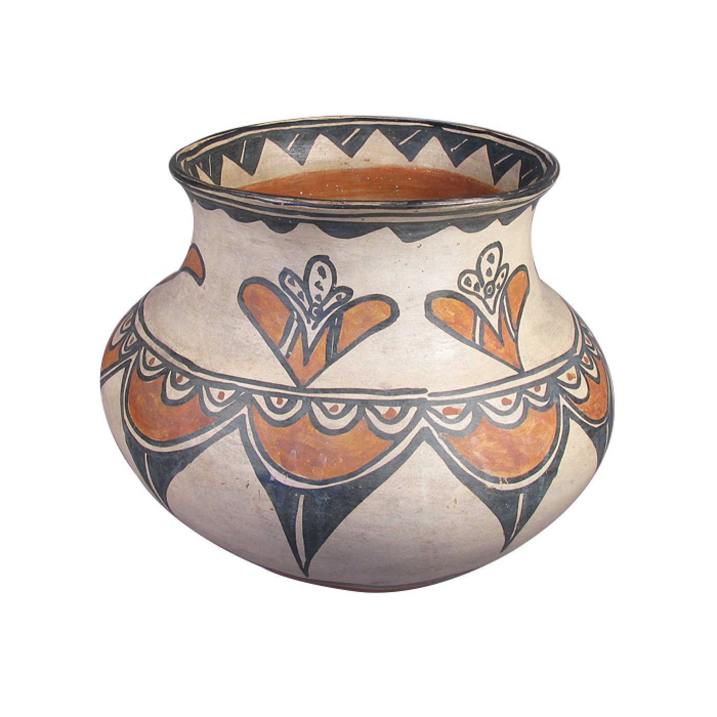 Awa Tsireh (1895-1955) â€“ San Ildefonso Pottery Tile with Olla Pot, c.  1920s, 5 x 5 (P3304-CO-71)